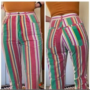 Vintage rainbow stripe jeans. Waist 26".